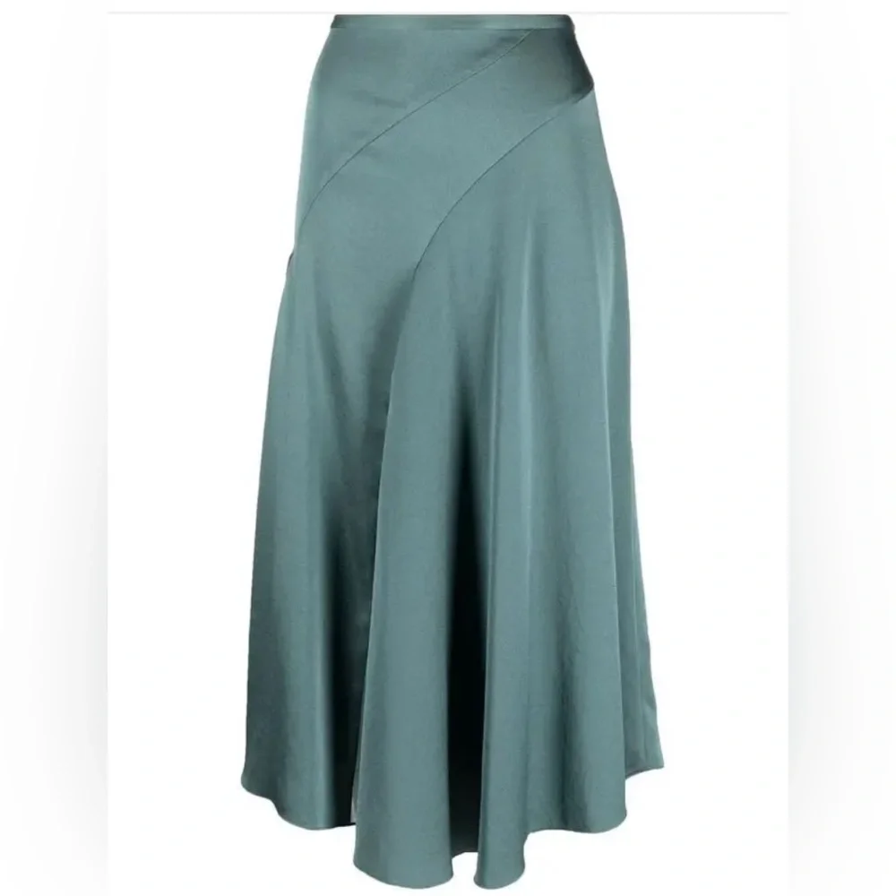 Vince Pleat-Detail Midi Skirt Drape Asymmetric Hem , size 0/XS - Picture 13 of 13